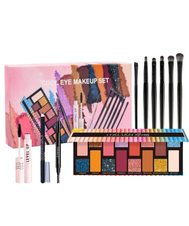 Eyeshadow Palette Makeup Eyes, Professional Makeup Eye Shadow Palette, Nude 16 Colors Shimmer Matte Ultra Pigmented Eye Shadow with Mirror and Brush (B)