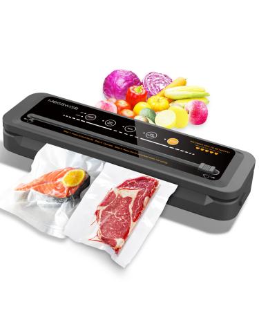 MegaWise 80kpa Powerful but Compact Vacuum Sealer Machine, Bags and Cutter Included, One-Touch Automatic Food Sealer with External Vacuum System for All Saving needs, Dry Moist Fresh Modes