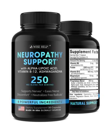 Neuropathy Support Natural Nerve Discomfort Relief - Made in USA - Nerve Antioxidant for Trigeminal Neuralgia Diabetic & Peripheral Neuropathy - Hands Neck Feet & Toes Treatment Formula - 30 Caps - Buy Online on GoSupps.com