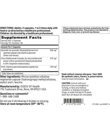 Klaire Labs SFI Health Bioflavonoid Complex - Immune, Cardiovascular & Antioxidant Support Supplement with Citrus Bioflavonoids, Quercetin & Rutin (120 Capsules) - Buy Online on GoSupps.com
