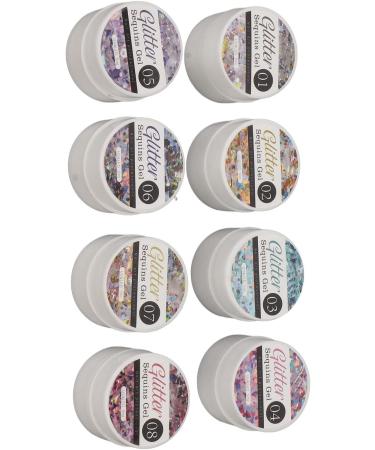 Holographic Reflective Glitter Gel 8 Colors Sparkly Shiny Flashing UV LED Nail Polish Set - Buy Online on GoSupps.com