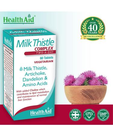 HealthAid Milk Thistle Complex 60 Vegetarian Tablets - Pack of 1 | Liver Support Supplement - Buy Online on GoSupps.com