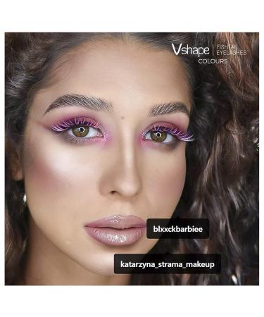 Buy V-Shape Fishtail C-Curl Colored Tufted Artificial Eyelashes | Kardashian Effect | 10 Lashes per Tuft | 10-14mm Lengths | Pink Color Edition - International Shipping - Buy Online on GoSupps.com