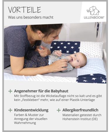 ULLENBOOM Diaper Cover 75x85 cm - Blue & Gray Removable Cotton Cover for Changing Pad | Made in EU - Buy Online on GoSupps.com