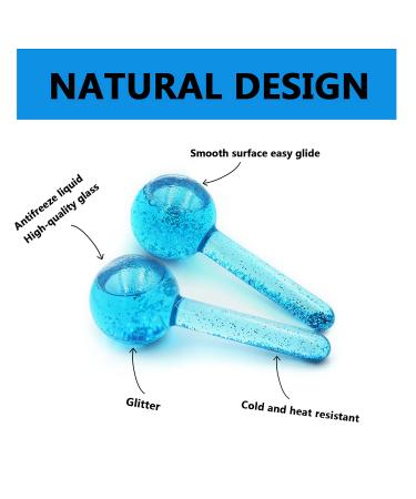 Quartz Glass Ice Roller 2Pcs Set for Hot Cold Therapy Skin Care - Reusable Ice Globes for Neck and Facial Massager - Reduces Redness and Inflammation - Promotes Blood Circulation - Blue - Buy Online on GoSupps.com