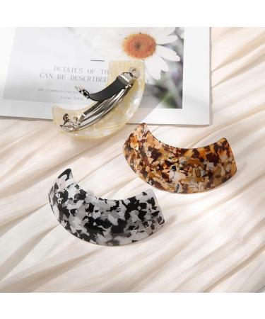 3Pcs Large Non-Slip Hair Barrettes Set for Women - Strong Hold Snap Clips for Thick, Medium, and Thin Hair - Retro French Style in Black, Brown, and Cream - Buy Online on GoSupps.com