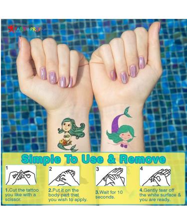 Mermaid Tattoos for Kids - 10Pcs Temporary Birthday Party Props | Girls Mermaid Party Favors - Buy Online on GoSupps.com