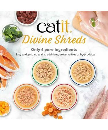Catit Divine Shreds Wet Cat Food Toppers Chicken with Liver & Broccoli 75 g Pack of 18 Retail Units - Buy Online on GoSupps.com