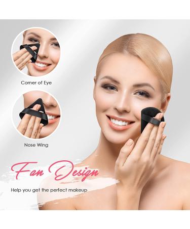 AMMON 4 Piece Triangle Soft Makeup Powder Puff Set - Velour Pure Cotton Puffs for Loose Mineral Powder - Black - Buy Online on GoSupps.com