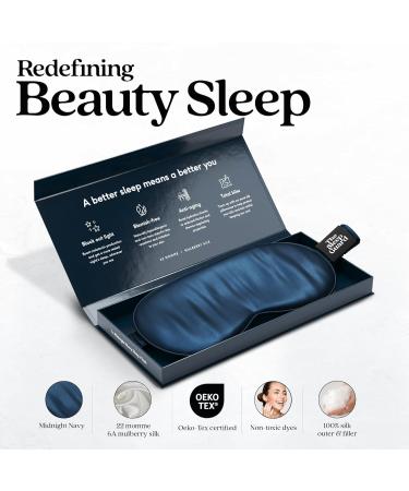Pure Silk Sleep Mask - 100% Mulberry Silk Eye Mask for Travel | Light Blocking Eye Covers for Men & Women - Midnight Navy - Buy Online on GoSupps.com