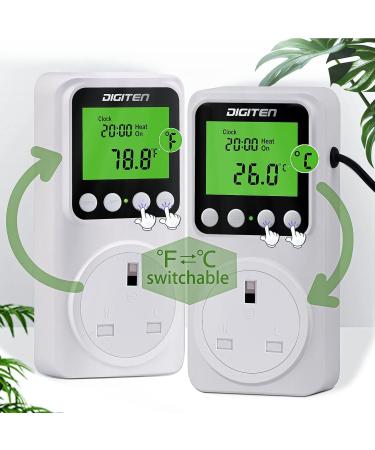 DIGITEN Day/Night Temperature Controller for Reptiles, Greenhouses, and Homebrewing - Thermostat with Timer for Heating and Cooling - Buy Online on GoSupps.com