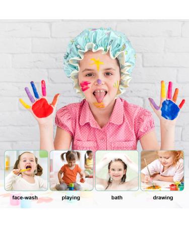 FAISOTY 3Pcs Kids Shower Cap - Cute Double Layer Waterproof Hair Cap for Girls | Mothers Day Gift | Large Size for All Haircuts - Buy Online on GoSupps.com