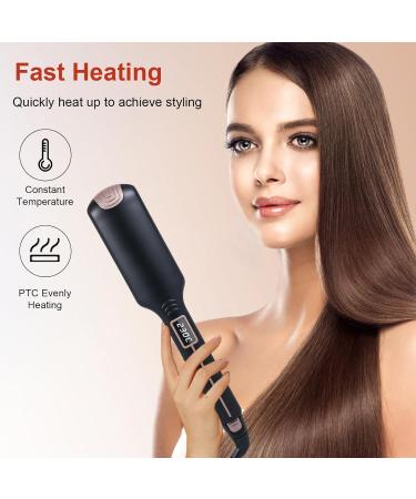 Adjustable Temperature Wide Plate Hair Straightener | 2.2 in Fluffy Electric Iron - International Shipping Available - Buy Online on GoSupps.com