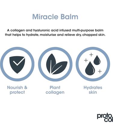 Proto-col - Miracle Balm Collagen and Vitamin E Moisturiser for Lips Skin and Face Soothes Chapped Lips and Dry Skin Fast Absorbing On The Go Vegan Relief with Hydrating Hyaluronic Acid (3ml) - Buy Online on GoSupps.com