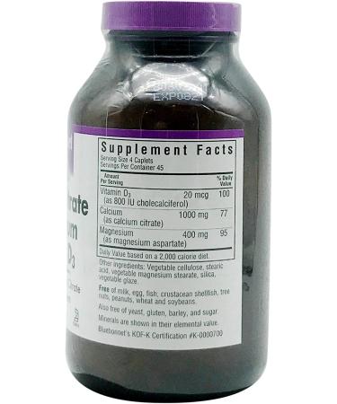 Bluebonnet Nutrition Calcium Citrate Magnesium D3 - 180 Caplets for Strong Bones - Buy Online on GoSupps.com