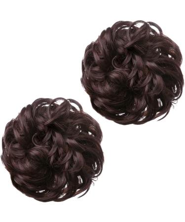 SARLA 2PCS Messy Hair Bun Scrunchies Synthetic Hair Extensions in Chocolate Brown - Updo Hairpieces for Women and Girls - Buy Online on GoSupps.com