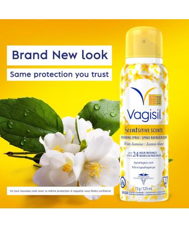Vagisil Feminine Freshening Spray for Intimate Areas and Sensitive Skin Scentsitive Scents pH Balanced and Gynecologist Tested 125mL White Jasmine - Buy Online on GoSupps.com
