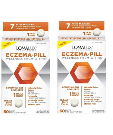 Eczema Pill All Natural Skin Clearing Minerals - Steroid Free - Dermatologist Developed For Children & Adults Natural Berry Flavor 60 Quick Dissolving Pills (2)