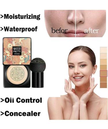 PICKX Mushroom Head Air Cushion CC Cream Concealer Full Coverage Foundation Moisturizing Concealer Makeup Base Lasting Brightening Liquid Foundation for All Skin Even Skin Tone (B-natural) - Buy Online on GoSupps.com