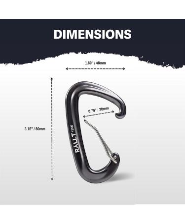 RALLT 12kN & 24kN Carabiners (4 Pack) - Heavy Duty Clips for Hiking, Hammock, Backpacking - Lightweight Aluminum Camping Accessories - Wire Gate Gunmetal - Buy Online on GoSupps.com