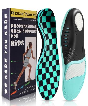 ROCKTAKIN Kids Arch Support Shoe Insoles Plantar Fasciitis Orthotics Inserts Strong Support for Children's High Arch Flatfoot Pain Relief Posture Improve Blue 2.5-4.5 Little Kid (22.5 CM)
