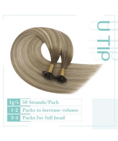Youngsee Real Hair Extensions - 45cm Balayage U Tip Bonding Remy Keratin Hair Extensions 50g #3/8/22 for Gorgeous Brown & Blond Highlights - Buy Online on GoSupps.com
