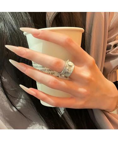 24Pcs Stiletto Press on Nails with Solid Color Design Stiletto Manicure Art Acrylic Long Stiletto Fake Nails Stick on Nails Glossy Nude Stiletto Nails Gel Glue on Nails for Coquette Women Girls Design F