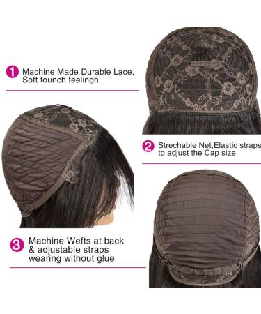 12 Inch Body Wave Bob Wig with Bangs | Brazilian Virgin Human Hair | 130% Density | Machine Made None Lace Front Wig for Black Women - Buy Online on GoSupps.com