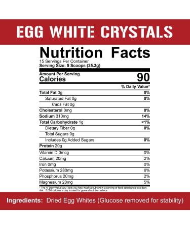 Rich Piana 5% Nutrition Egg White Crystals - 100% Pure Egg White Protein Powder | 20g Protein | Unflavored | Easy Mixing 15 Servings - 0.84 lbs - Buy Online on GoSupps.com