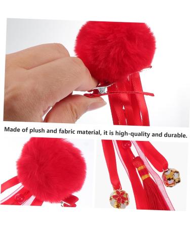 Beaupretty 2 Pairs antique hairpin hair claw clips for girls barrettes for girls red hair accessories hanfu headwear chinese hair accessories for girls pom ball headpiece Plush Headwear - Buy Online on GoSupps.com
