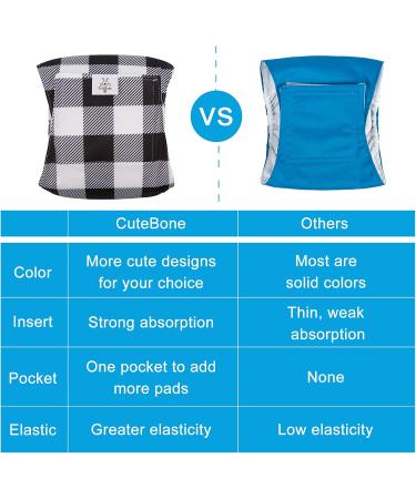 Cuteebone Male Washable Dog Diapers - 3 Reusable Belly Bands for Boys High-Suction Wraps Flexible Velcro Classic Plaid Size S (28-35.5cm) - International Shipping Available - Buy Online on GoSupps.com