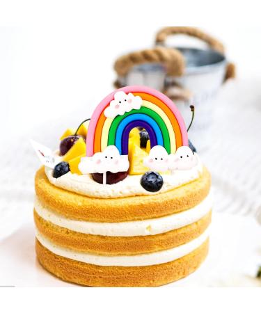 Rainbow Cake Topper Soft Pottery Cute Rainbow Cloud Cake Decorations Colorful Rainbow Cupcake Topper personalized Cake Topper Reusable Happy Birthday Cake Topper Birthday Party Decorations Supplies - Buy Online on GoSupps.com