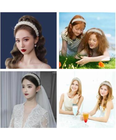 Faux Pearl Headbands for Women Bling Rhinestones Hairbands Women Girls Wedding Birthday Party Valentines Day Gifts Hair Hoop Wedding Hair Accessories (Pearl) - Buy Online on GoSupps.com