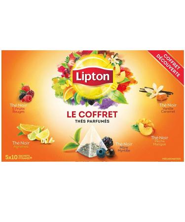Lipton Set of 5 Assorted Black Teas, Rainforest Alliance Label 50 Sachets
