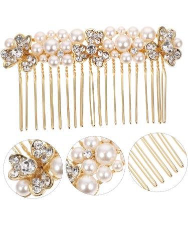 Angoily Alloy Rhinestone Hair Comb Gold Wedding Hair Accessories Bridal Hair Accessories for Women Gold Hair Barrettes Crystal Hair Accessories Tiara Rhinestones Hairpin Bride Pearl - Buy Online on GoSupps.com
