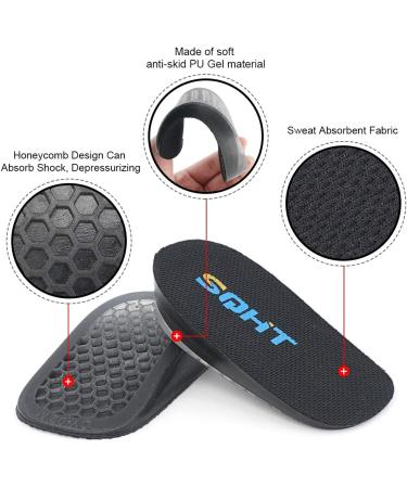 SQHT Gel Heel Lift Inserts for Height Increase - Achilles Tendon Cushion - Men and Women - Large (1 Inch) - Black - Pack of 2 - Buy Online on GoSupps.com
