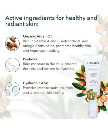ECOLATI R Facial Foam Cleanser Serum in Oil and Daily Cream with Organic Argana - Revitalizing & Nourishing Skin Care Set for Hydration Elasticity and Anti-Aging - Buy Online on GoSupps.com