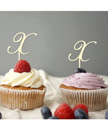 Initial X Cupcake Toppers Single Letter Monogram Name Flower Wreath Romance For Wedding Bridal Shower Party Decorations Reusable Custom Any Initial Birthday Gifts 6PCS Style-14 - Buy Online on GoSupps.com