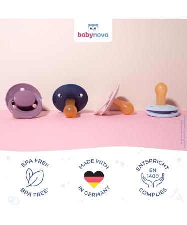 Buy Baby-Nova Latex Baby Pacifiers Set - Cherry Shape Natural Rubber BPA-Free Made in Germany - Ideal for 0-24 Months - Rosa & Lila - Buy Online on GoSupps.com