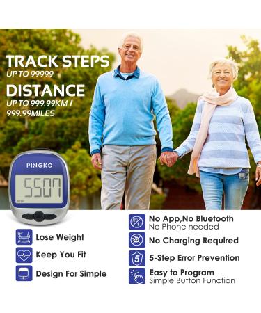 PINGKO Portable LCD Pedometer for Jogging, Hiking, Running & Walking - Blue | Step Counter with Calorie Burn Tracker - Buy Online on GoSupps.com