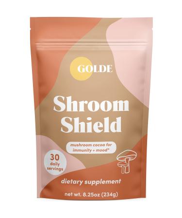 Golde Shroom Shield | Superfood with Turkey Tail Mushroom Reishi Mushroom Extract Cacao and Coconut Milk Powder | For Immunity & Stress Defense | 30 Daily Servings (234g)
