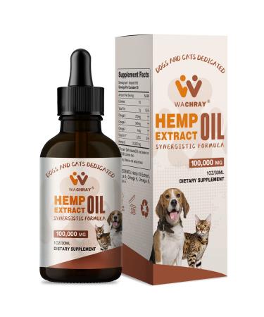 WACHRAY Nutrition - Pet Hemp Oil for Dogs and Cats - Helps Improve Joint, Hip, Skin and Coat Health - with Omega 3-6-9 and Vitamins - Natural, Vegan, Made in USA 1-Pack