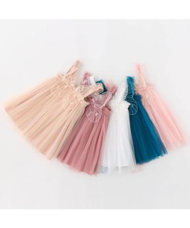 PythJooh Baby Girl Tulle Princess Dress - 3-4 Years Butterfly Wings Dusty Pink - Buy Online on GoSupps.com