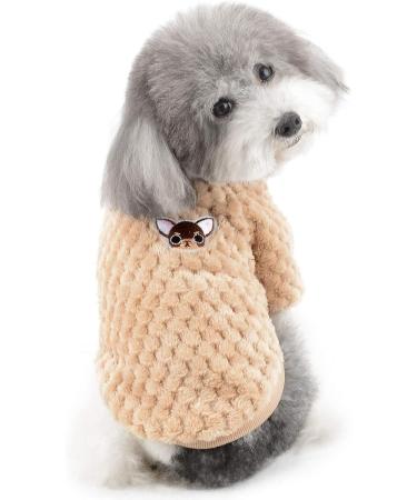 Zweitea Fleece Dog Sweater for Small Dogs | Warm Soft Winter Jacket for Chihuahua & Cats | Brown | Pet Clothing (1 Pack) - Buy Online on GoSupps.com