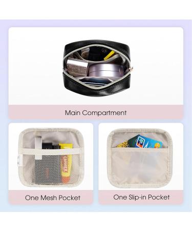 Wandering Nature Small Makeup Bag - Mini Make Up Pouch for Women | Eco Vegan Leather Black | Slip-in Pockets | Portable Cosmetic Bag - Buy Online on GoSupps.com
