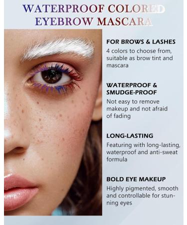 Purple Colored Mascara for Eyelashes Eyebrows Tinted Brow Mascara Waterproof Long Lasting Eyebrow Gel Lengthening Non Clump Colorful Mascara Smudge-proof Thickening Brow Gel Eye Makeup for Women - Buy Online on GoSupps.com