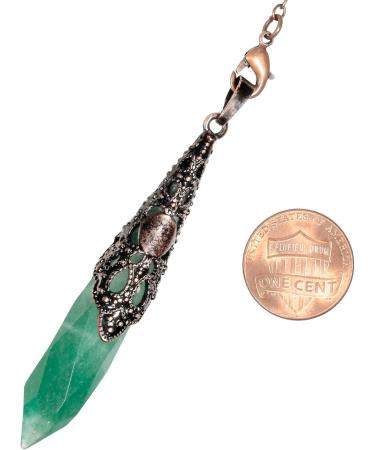 Kyeygwo Green Aventurine Reiki Healing Stone Pendulum Necklace | Vintage Chain Gemstone Quartz for Divination & Meditation - Perfect for Men & Women - Buy Online on GoSupps.com