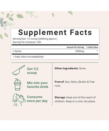 Pure L-Serine Powder 500g | Filler-Free Supports Brain Health Non-GMO Gluten-Free | 250 Day Supply - Buy Online on GoSupps.com