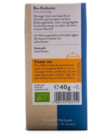 Buy Sonnentor Organic Ground Turmeric 40g - Premium Spice for Health & Flavor | International Shipping Available - Buy Online on GoSupps.com