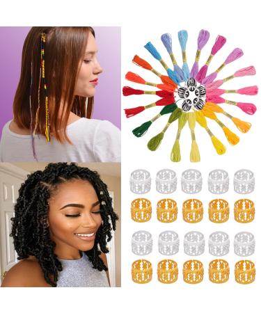 45 Pieces Hair Accessory Includes 20 Pieces Hair Braiding String Colorful String 5 Pieces Hair Beard Beads Dreadlock Accessories 20 Pieces Metal Hair Cuffs Assorted